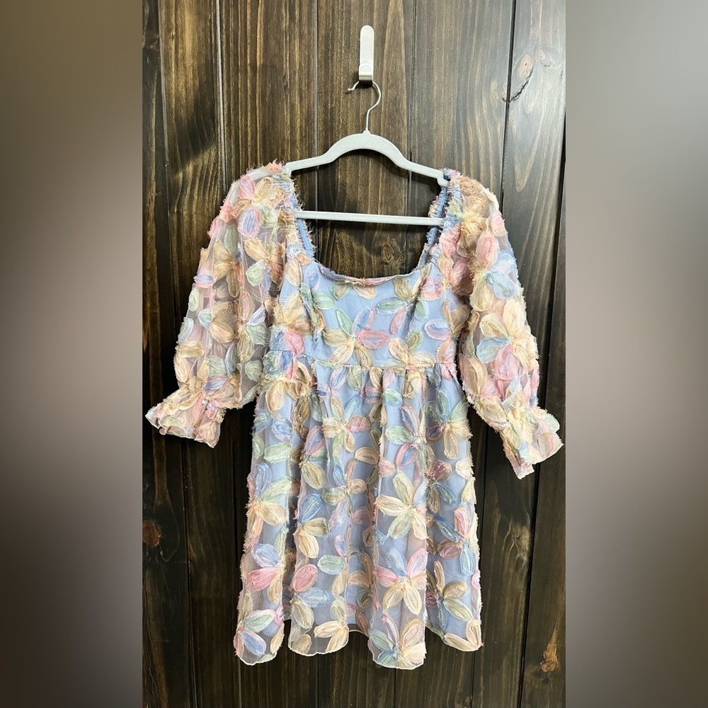 NWT: Allison + Kelly Pastel Floral Puff Sleeve Baby Doll Dress- Size: Small - Picture 5 of 13